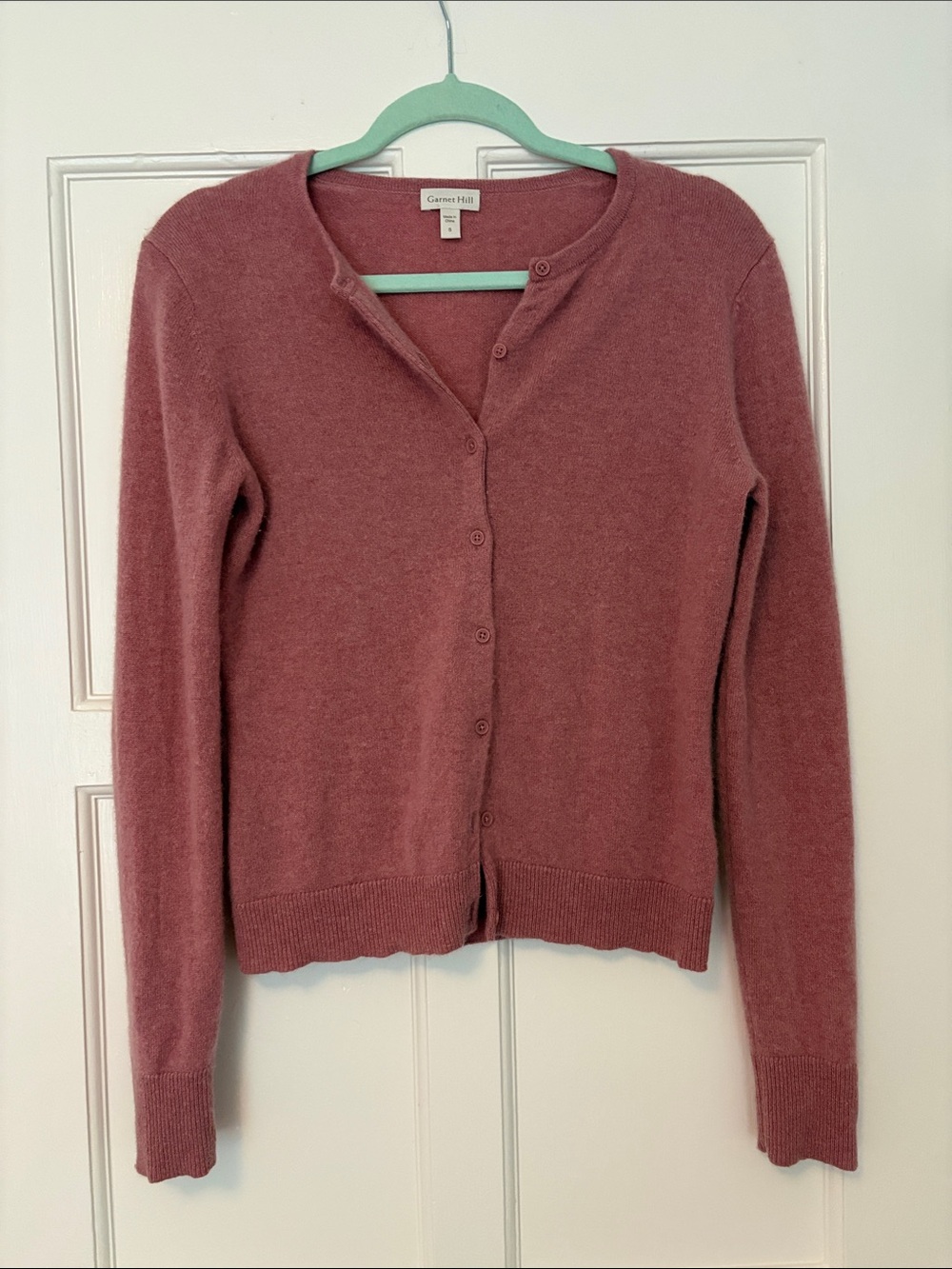 Garnet Hill Dusty Rose Button-Front Cardigan